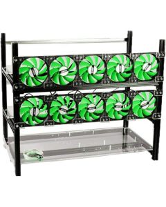12GPU Open Air Frame Mining Rig Aluminum Case with 10 Fans for ETH ZEC/Bitcoin