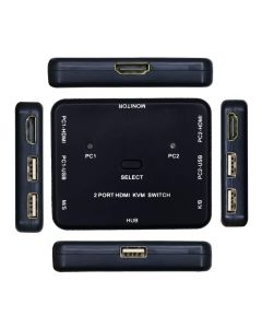 2 Port HDMI Switcher 2 Port USB KVM Switch 2 in 1 Out HD Switch USB Keyboard Mouse Sharing Device for Computer, PC, Laptop, Desktop, Monitor, Printer, Keyboard, Mouse Control