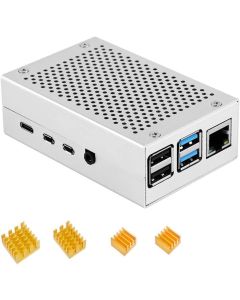 ZkeeShop Protective Case Aluminum Case with Heatsink Compatible for Raspberry Pi 4 Model B (Not Include Raspberry Pi Board) (Silver)
