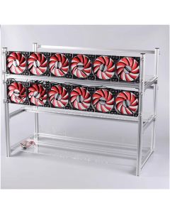 14 GPU Aluminum Open Air Miner Frame Mining Rig Case ETH BTC Ethereum with 12 Fans